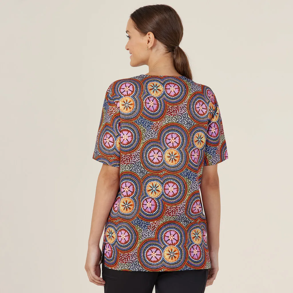 NNT Uniforms Bush Tucker Indigenous Print Scrub Top (CATRGJ)