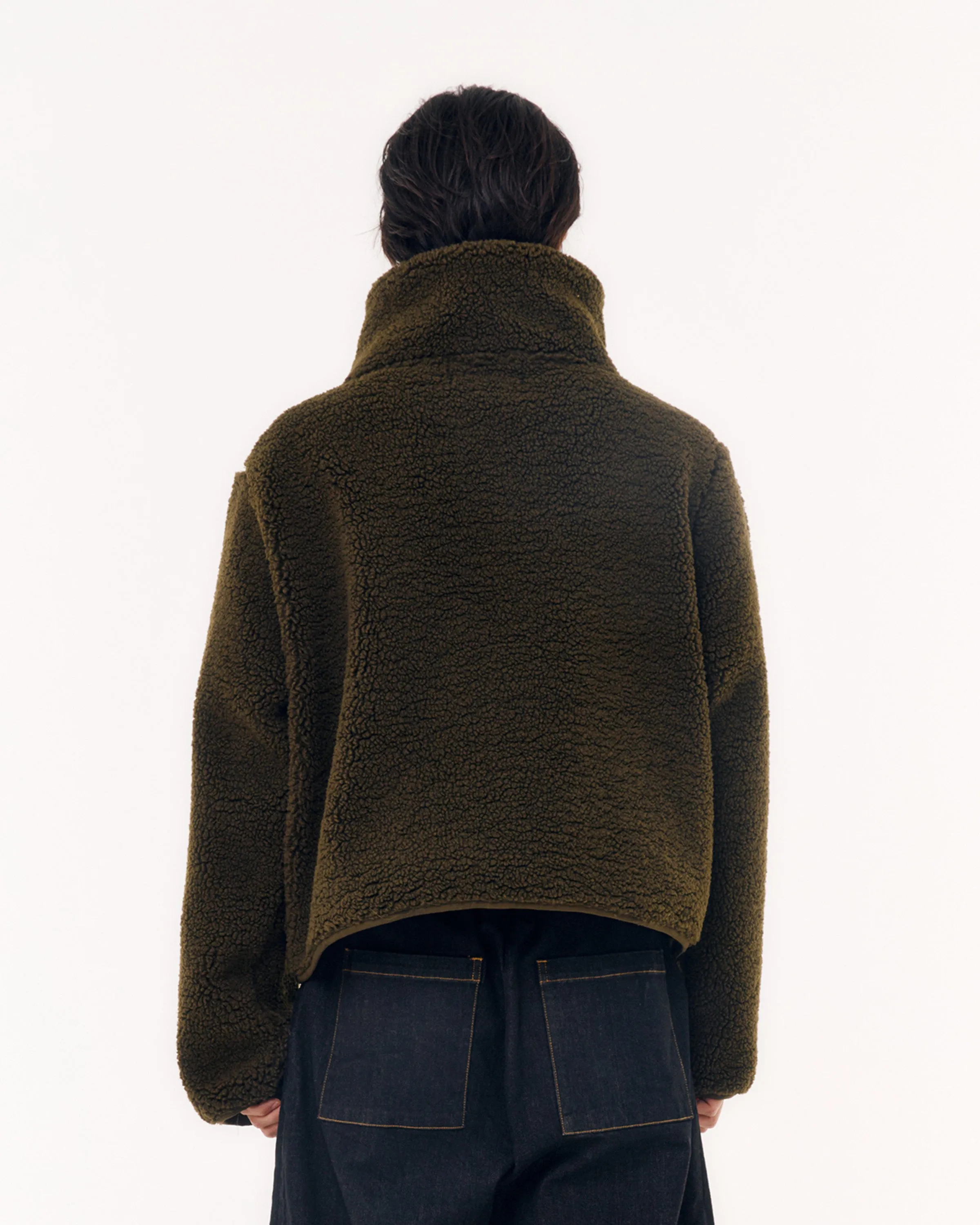 OLIVE ASYMMETRIC ZIP UP