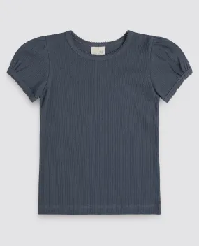 Organic Pointelle T-Shirt  || Storm Blue *LAST ONE 6-12M