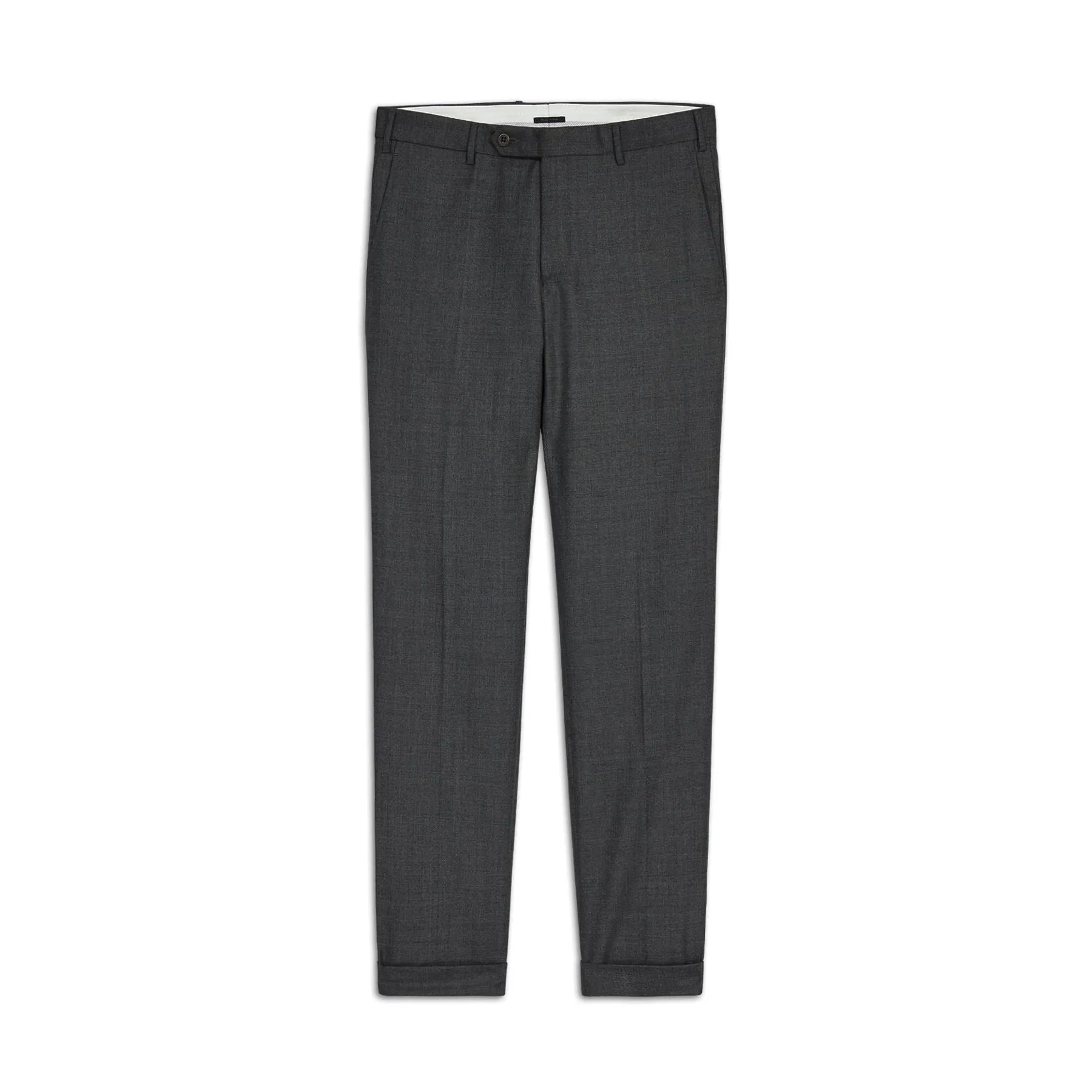 Parker Flat Front Sharkskin Wool Trouser in Medium Grey (Modern Straight Fit) by Zanella