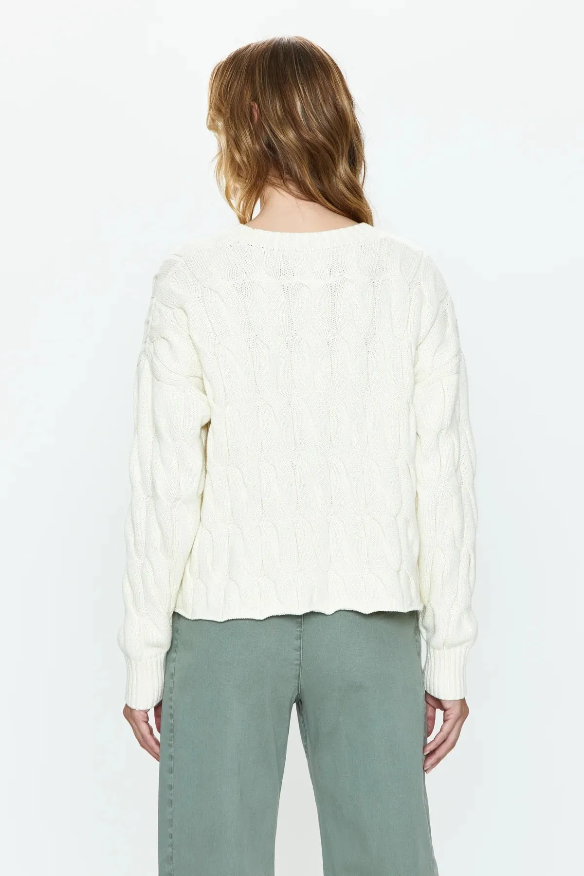 Pistola Eva Crew Neck Sweater - ECRU CABLE