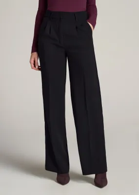 Pleated WIDE Leg Dress Pants for Tall Women in Black