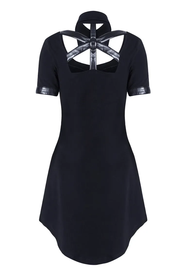 Punk hollow-out doll collar cocktail Tee dress DW127