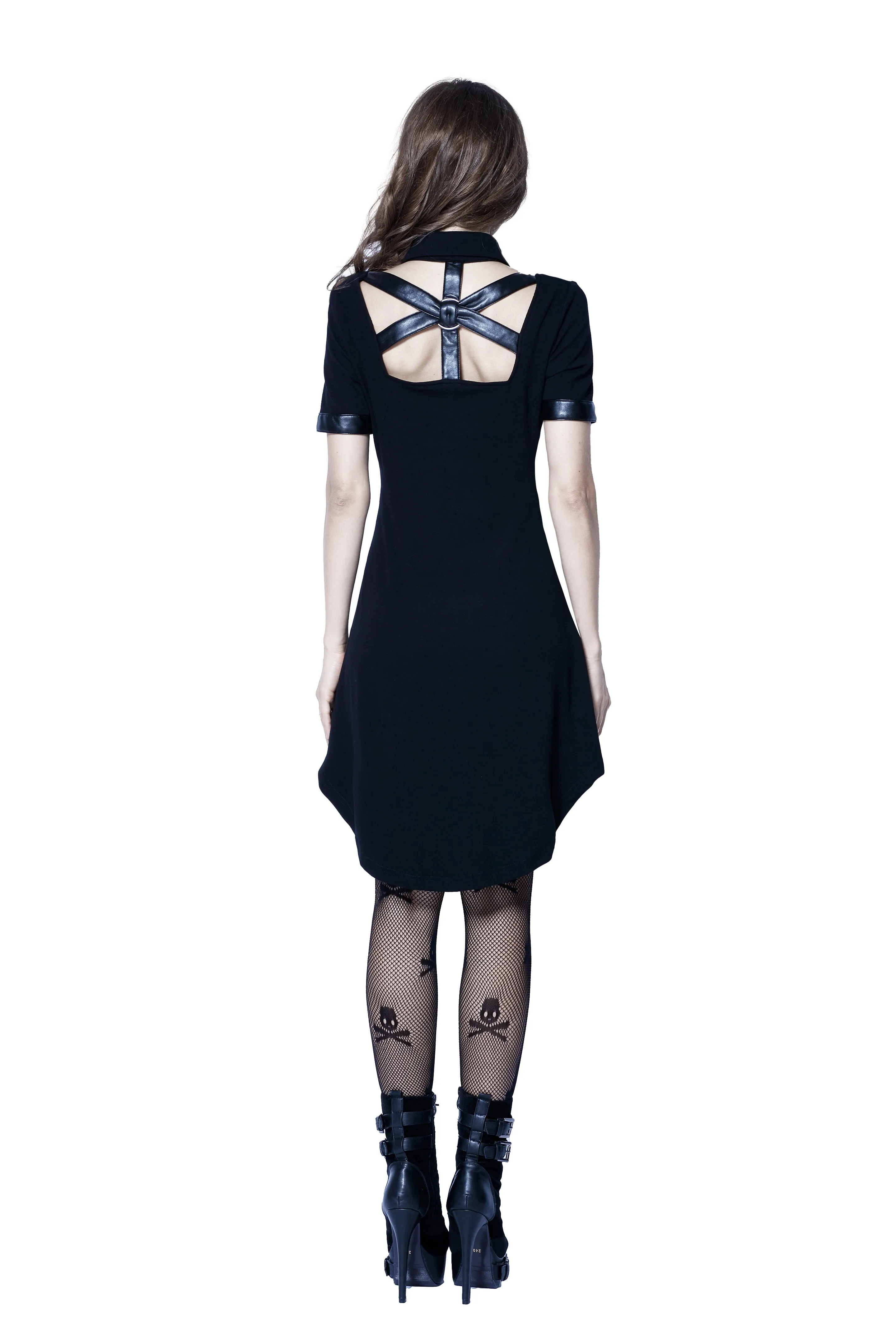 Punk hollow-out doll collar cocktail Tee dress DW127