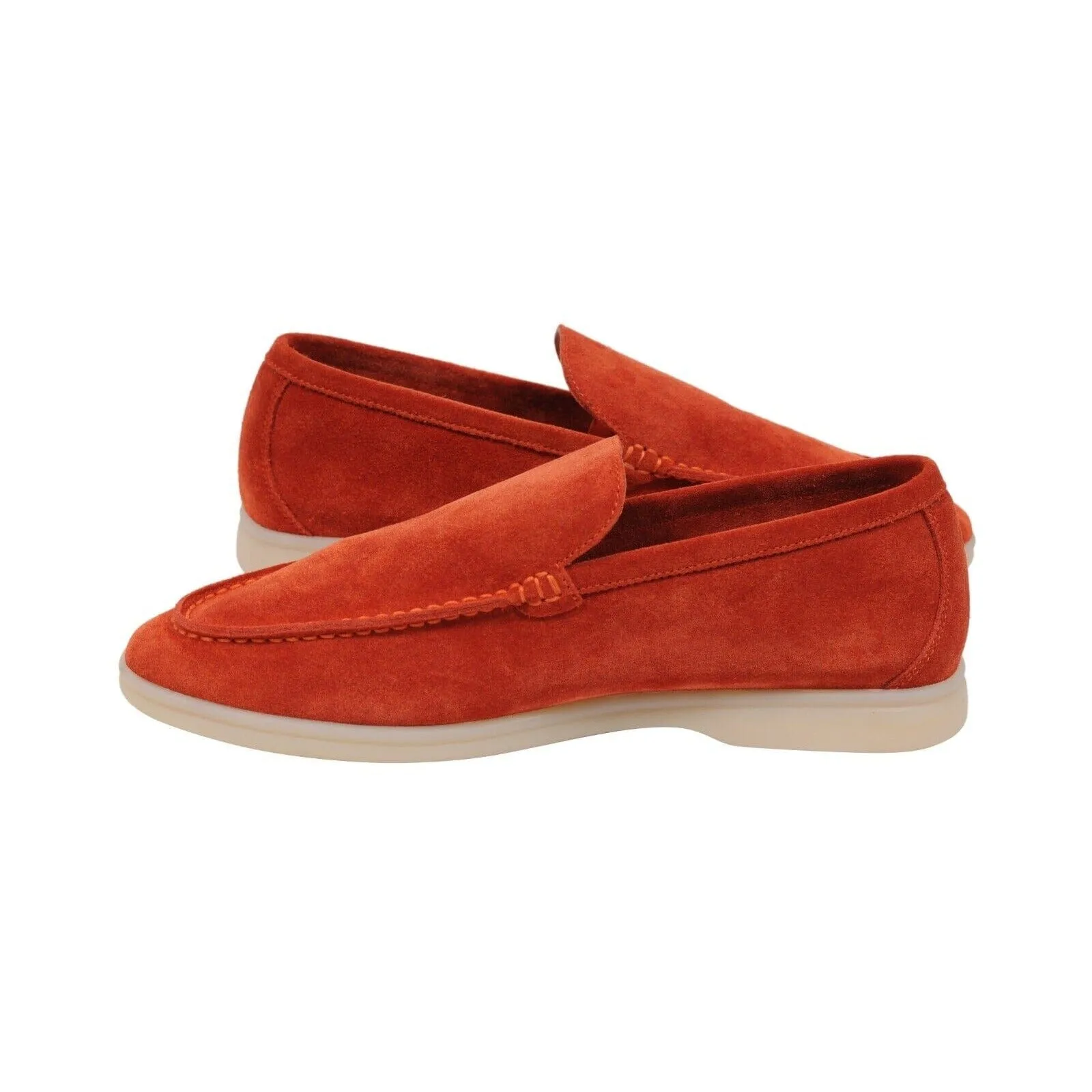 Red Orange Suede Summer Walk Loafers