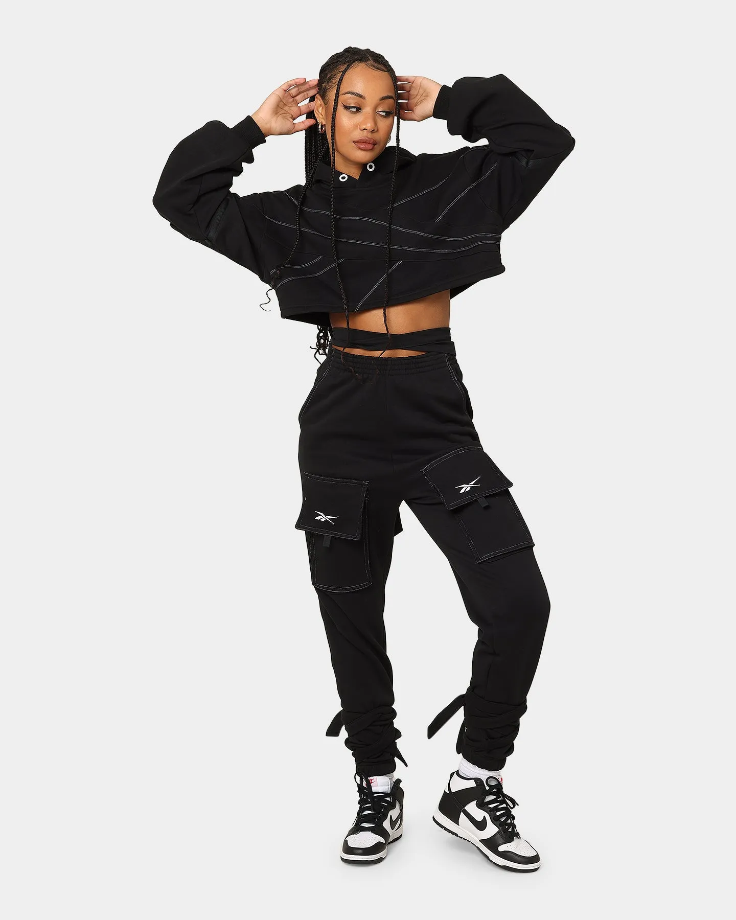 Reebok Women's Cardi B X Reebok Knit Sweatshirt Black