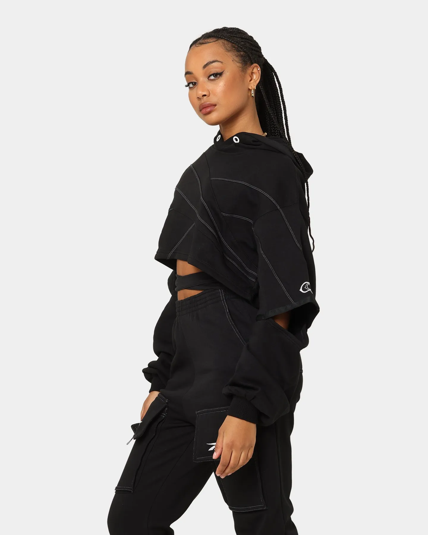 Reebok Women's Cardi B X Reebok Knit Sweatshirt Black