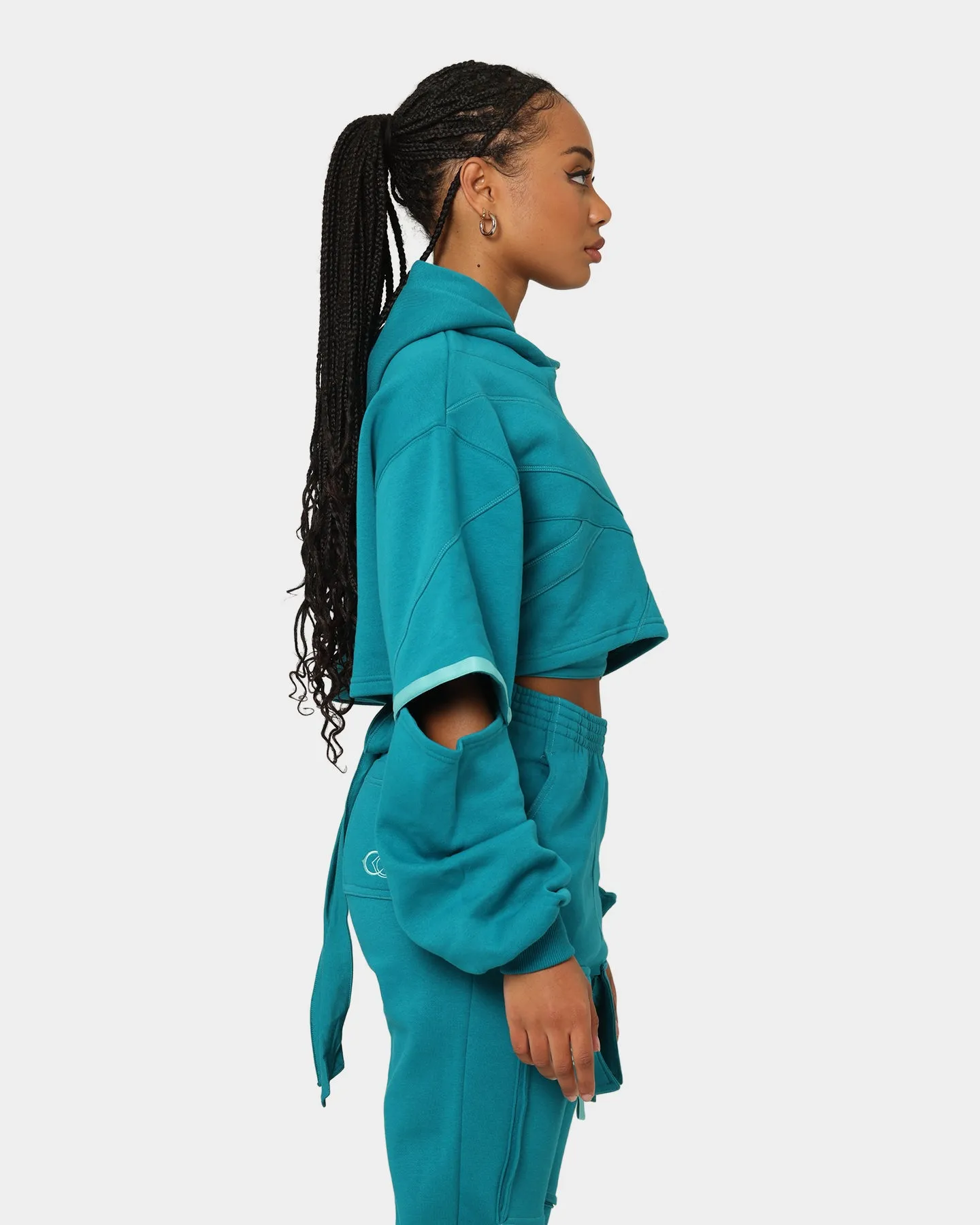 Reebok Women's Cardi B X Reebok Knit Sweatshirt Seapoteal