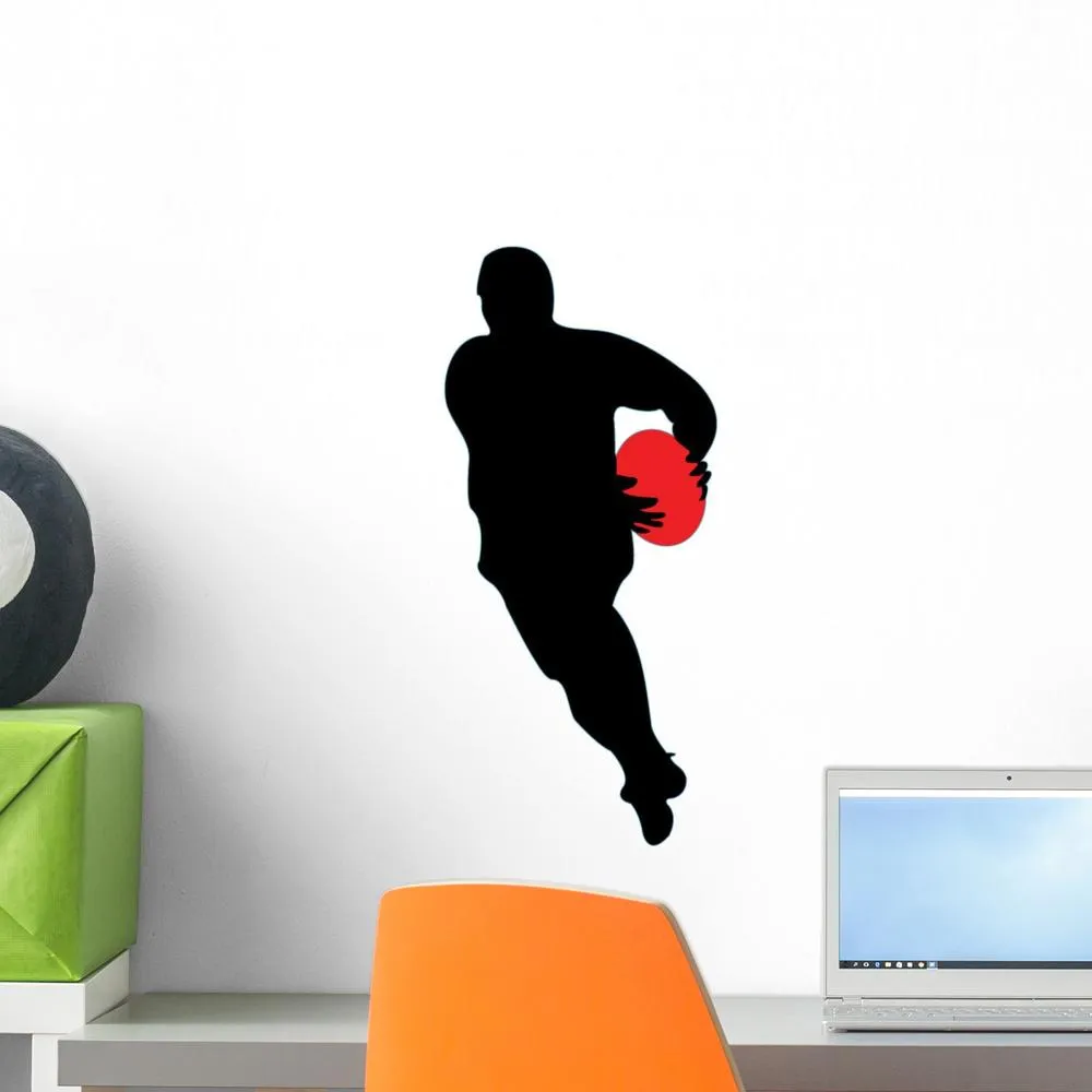 Running Rugby Silhouette Sports Wall Decal