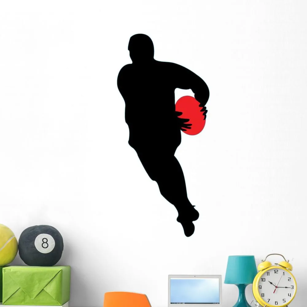 Running Rugby Silhouette Sports Wall Decal