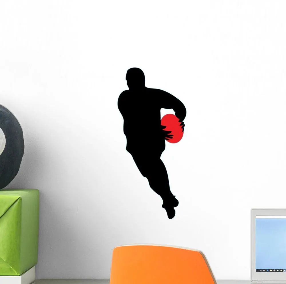 Running Rugby Silhouette Sports Wall Decal