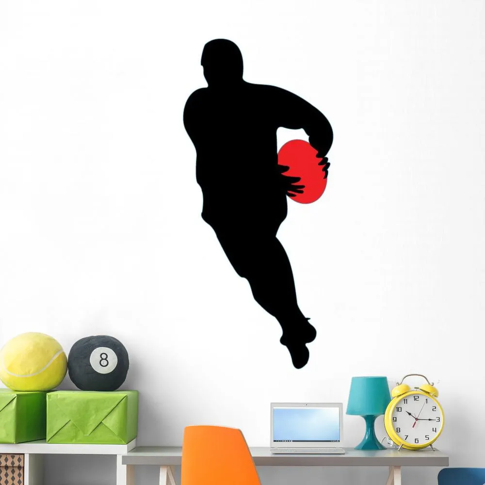 Running Rugby Silhouette Sports Wall Decal