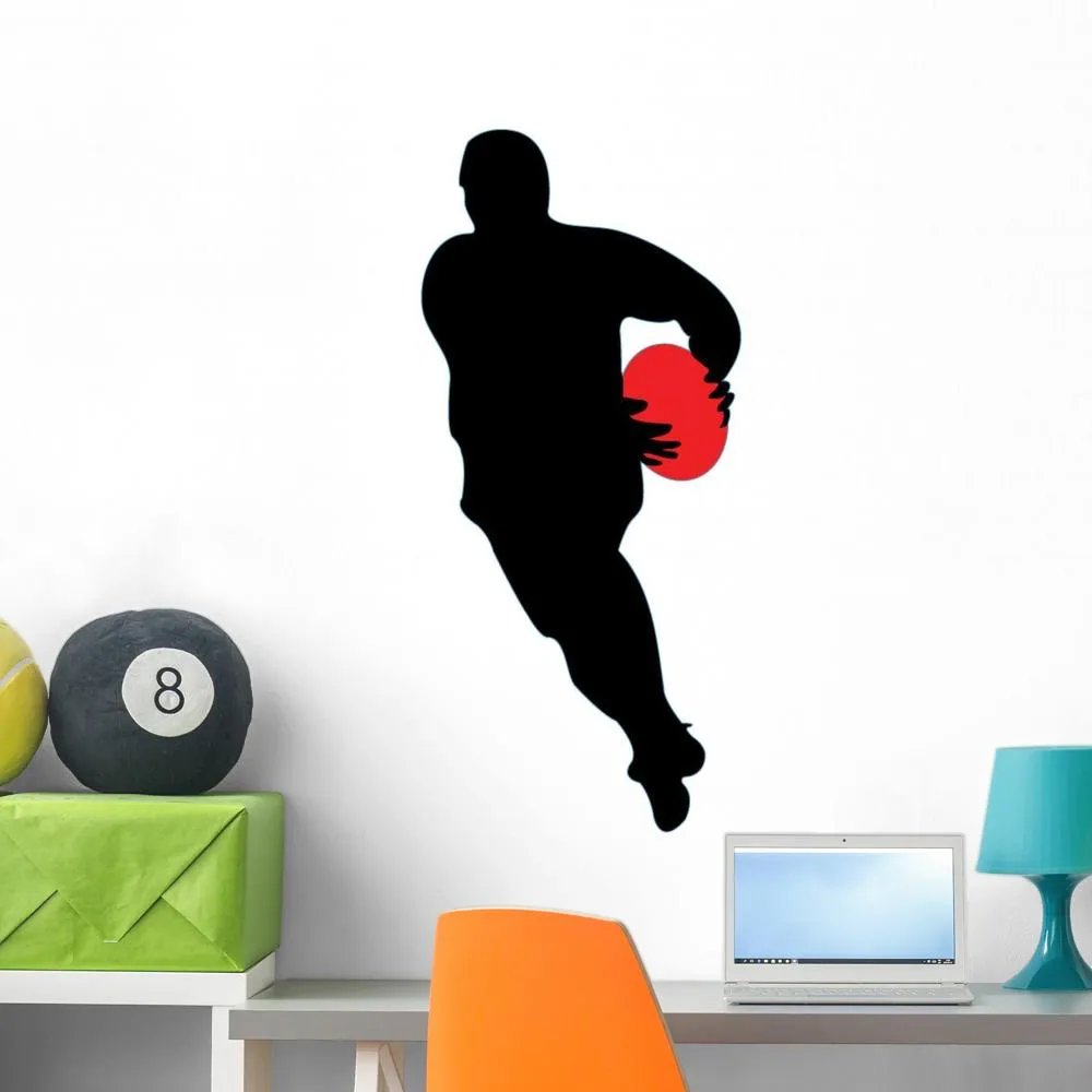 Running Rugby Silhouette Sports Wall Decal