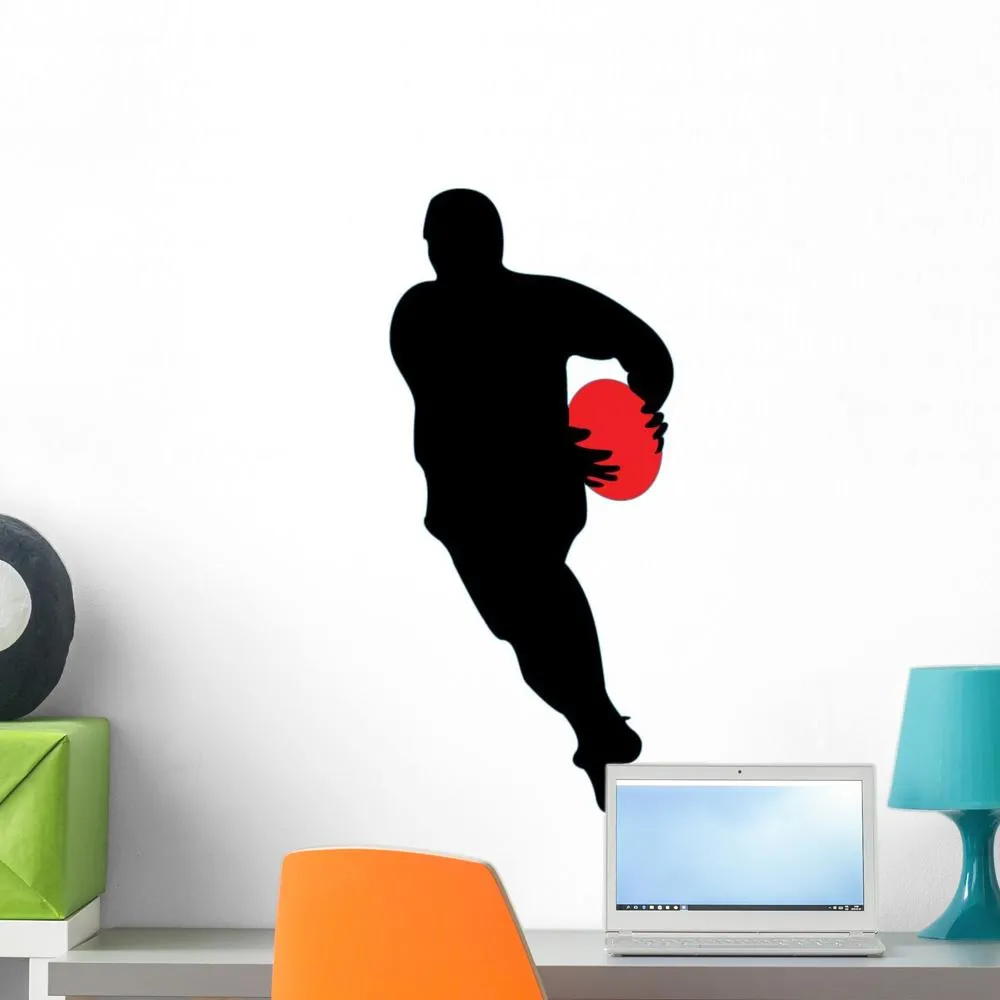 Running Rugby Silhouette Sports Wall Decal