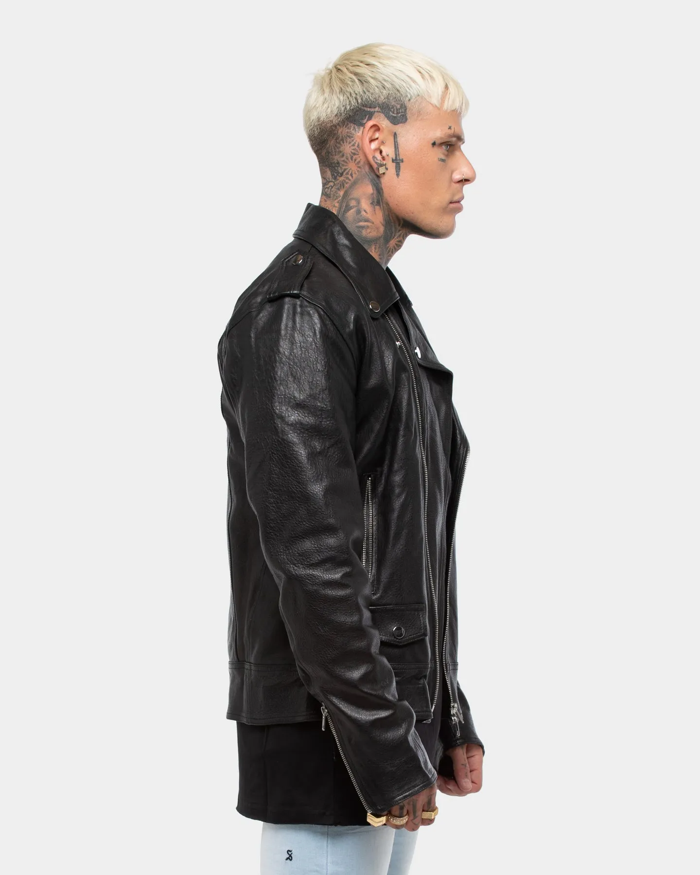 Saint Morta Roadhouse Leather Biker Jacket Black