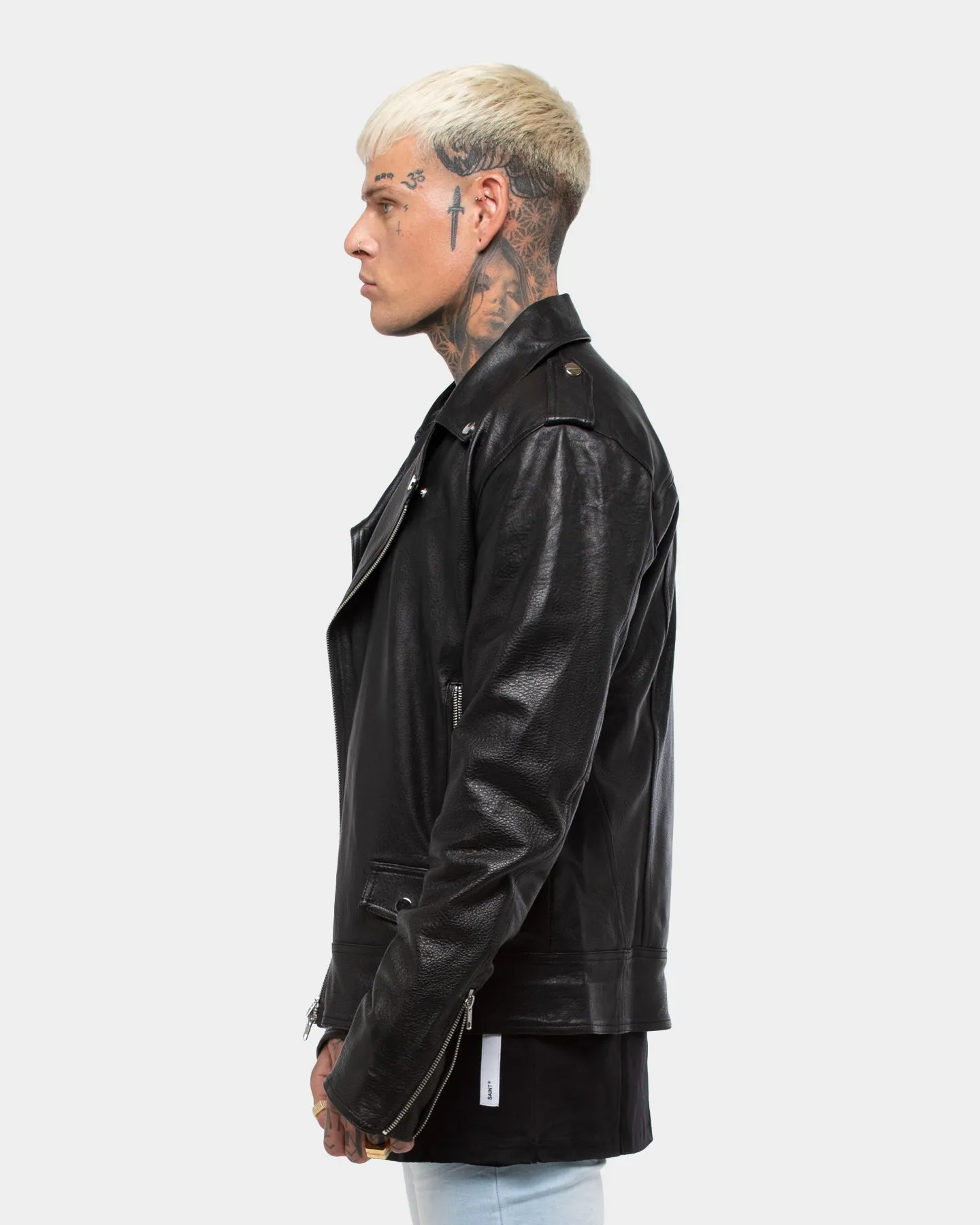 Saint Morta Roadhouse Leather Biker Jacket Black