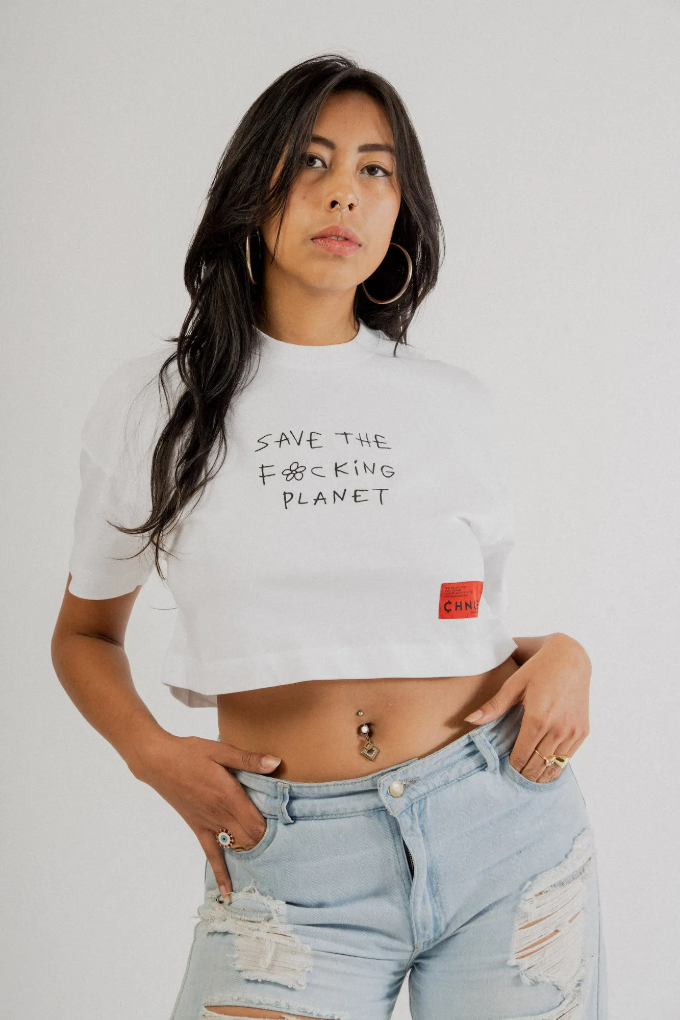 Save the Planet S/S Crop (White)