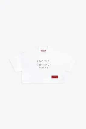 Save the Planet S/S Crop (White)