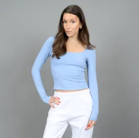 Second Skin Sofie Scoop Neck Top Shadow Blue