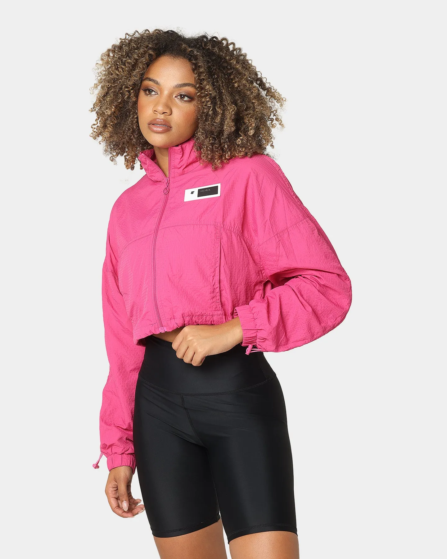 Sik Silk Women's Cropped Ruched Jacket Pink