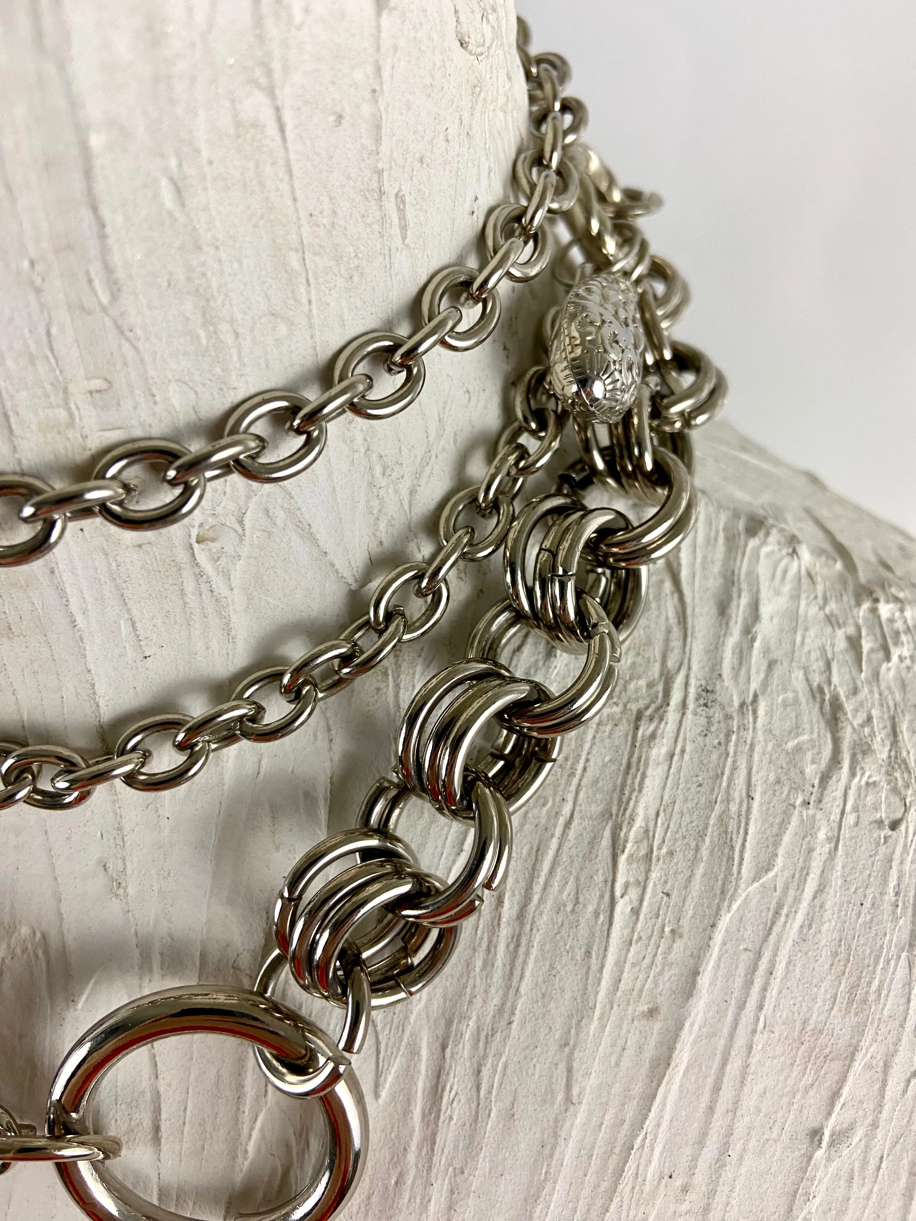 Silver chain waist belt