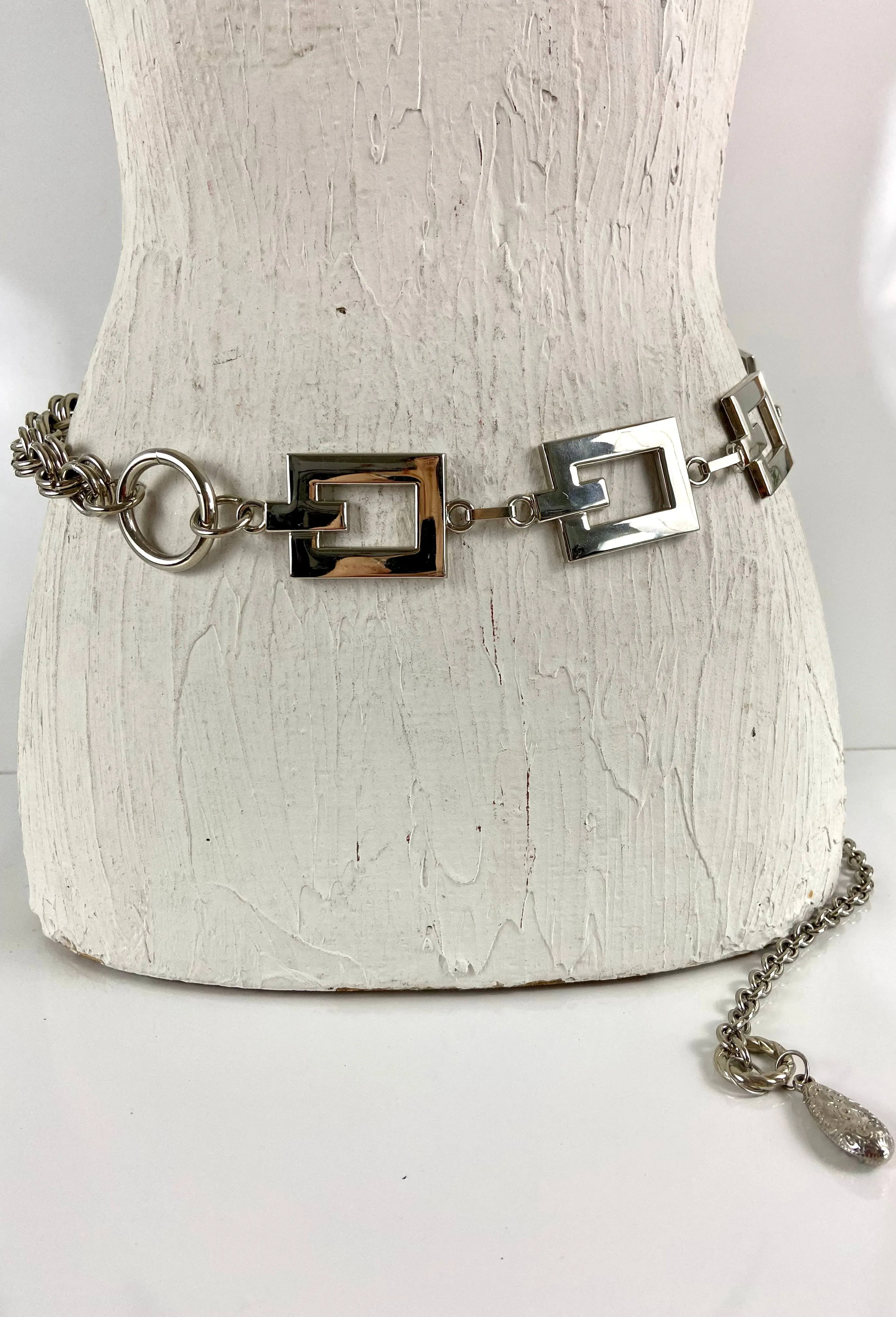 Silver chain waist belt