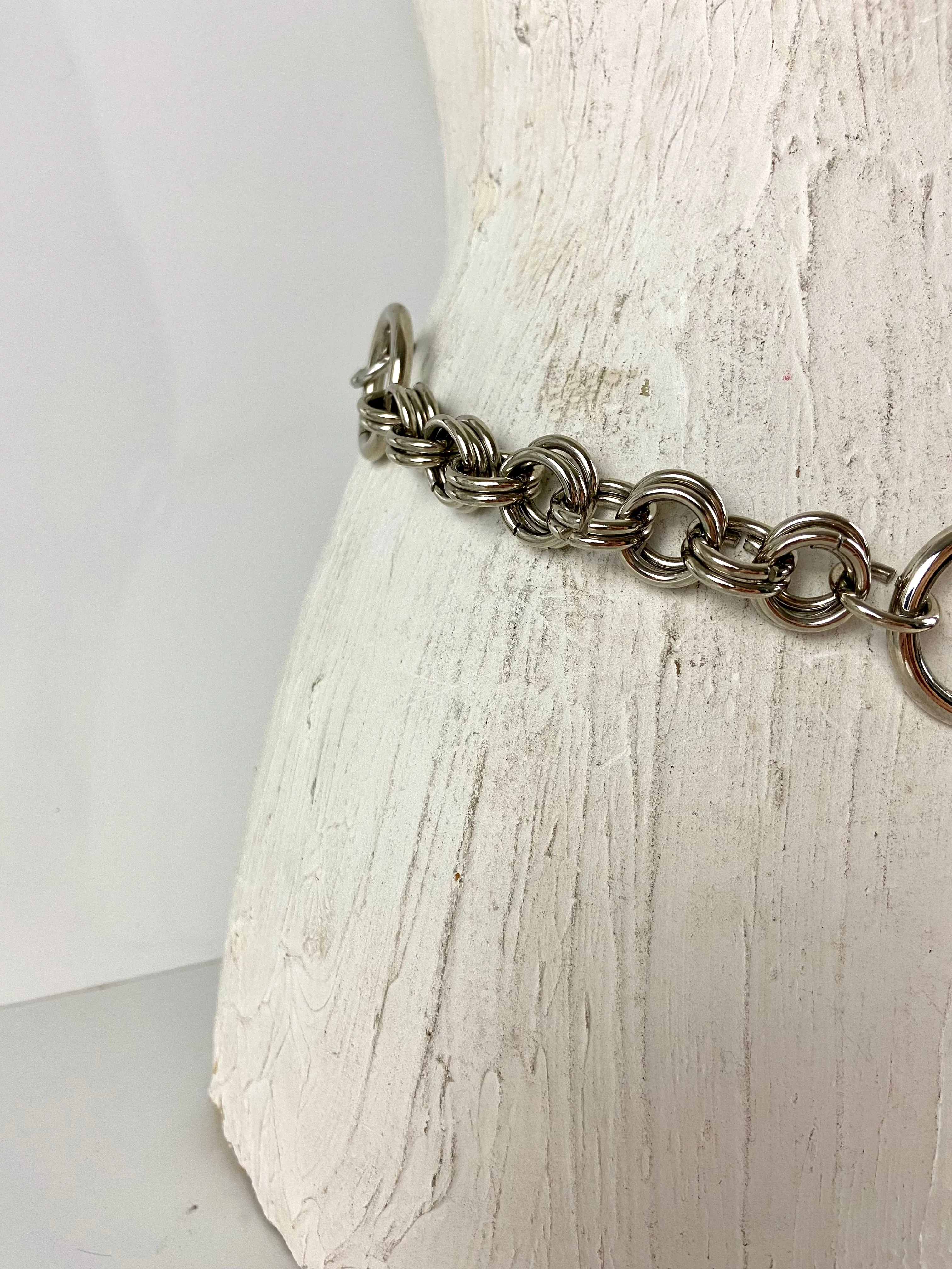 Silver chain waist belt