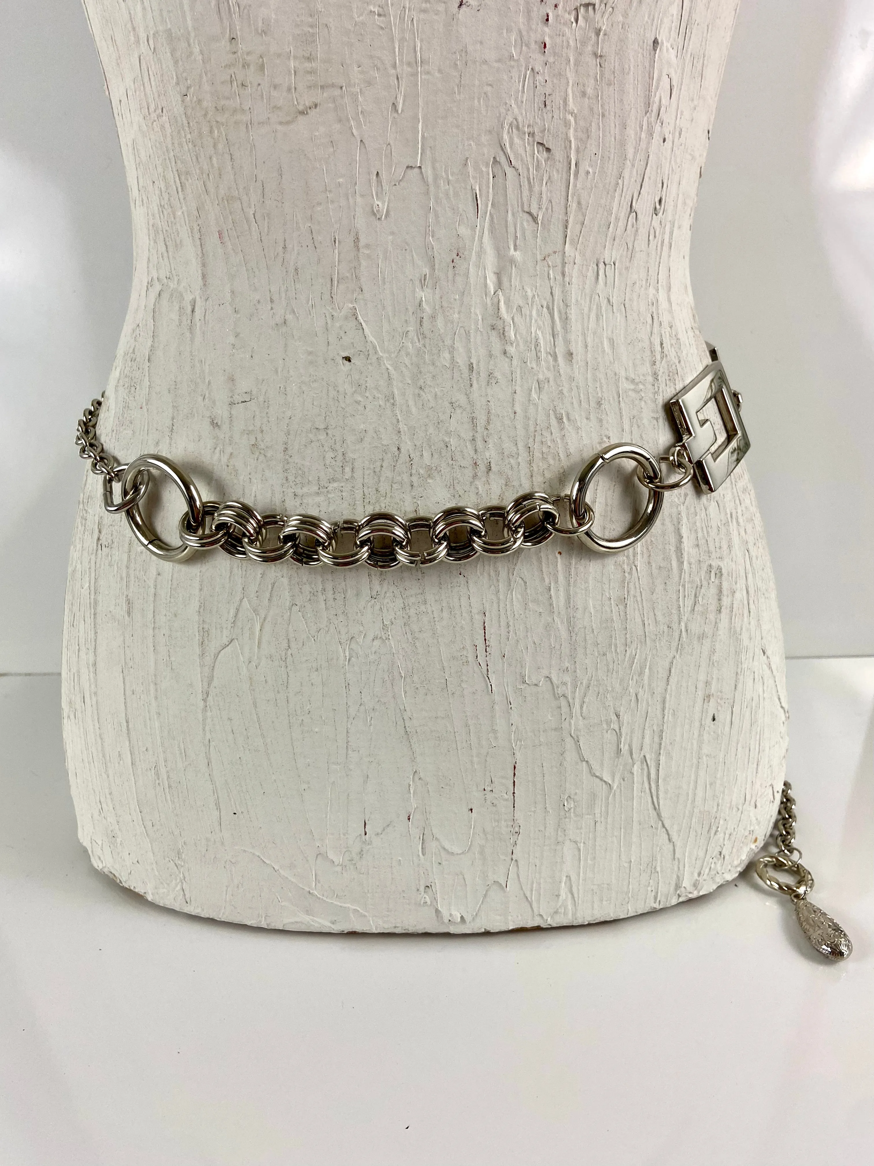 Silver chain waist belt