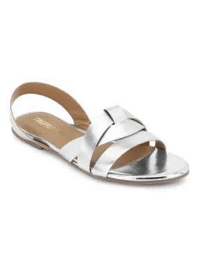 Silver PU Back Strap Flat Sandals