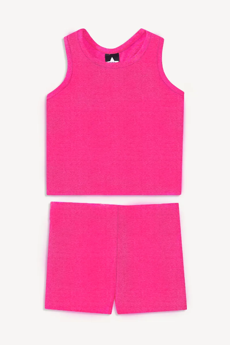 Simply Soft Luxe Cropped Racerback Tank & Tumble Short - Hot Pink