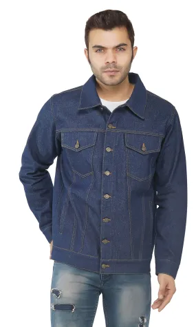 SLAY. Men's Denim Navy Blue Cotton Biker Denim Jacket