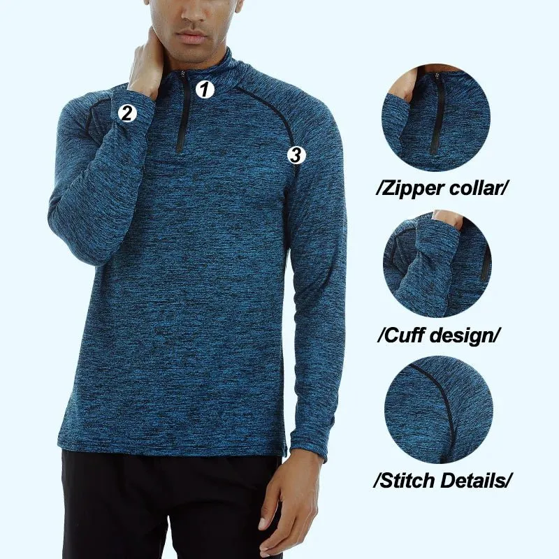 Slim Fit Men's Long Sleeve Quick Dry T-Shirt for Outdoor Jogging - T-shirt Gym Tops Sportswear