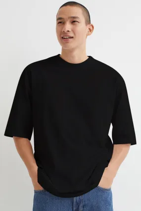 Solid Black Oversized Tee Back