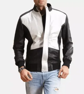 Spade Silver Men's Leather Bomber Jacket