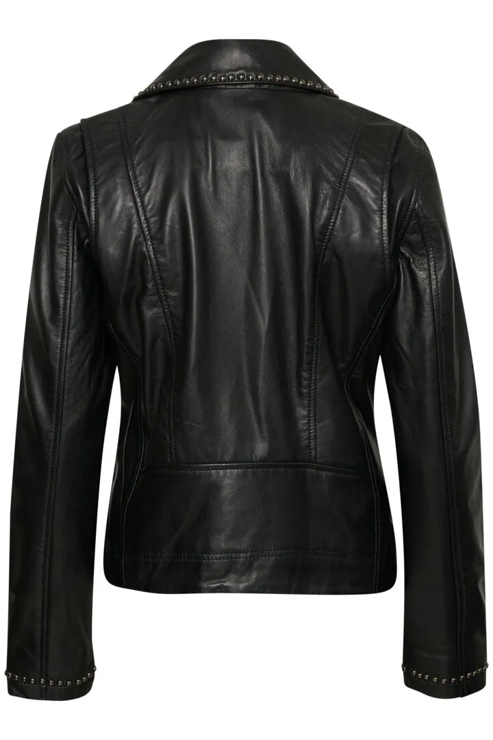 Studded Leather Biker Jacket