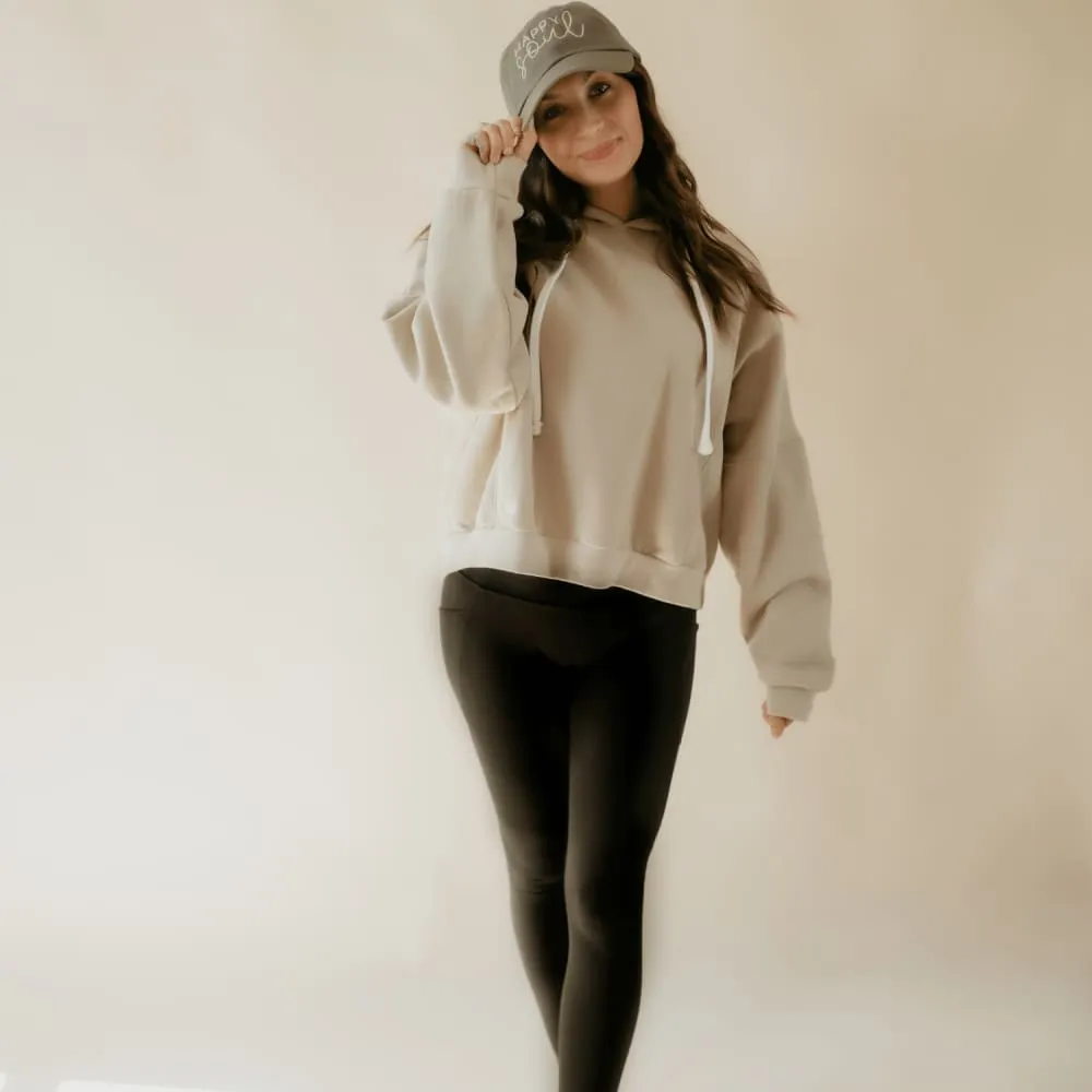 Sueded Crop Hooded Sweatshirt