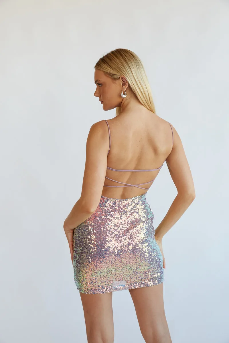 Taylor Open Back Sequin  Bodycon Mini Dress