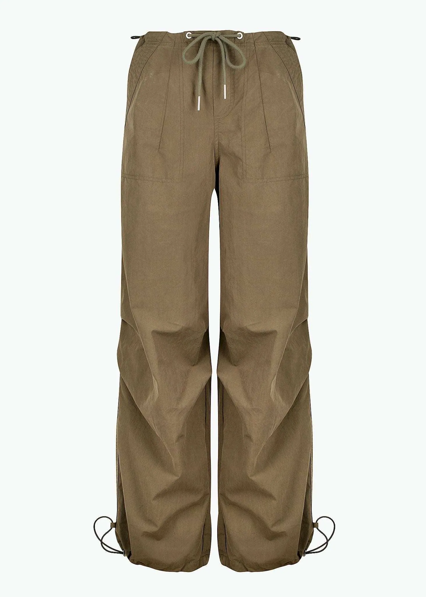 Tegan Rae Drawstring Parachute Pant Khaki Green