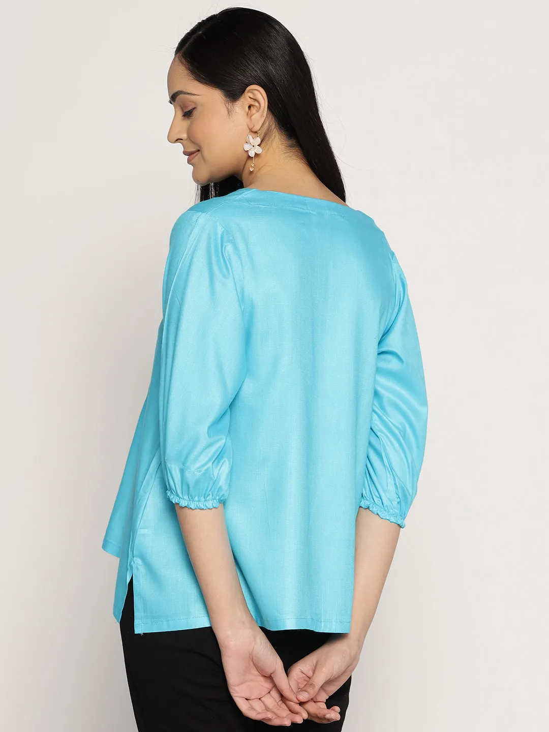 Turquoise Rayon Top - EdenVortex