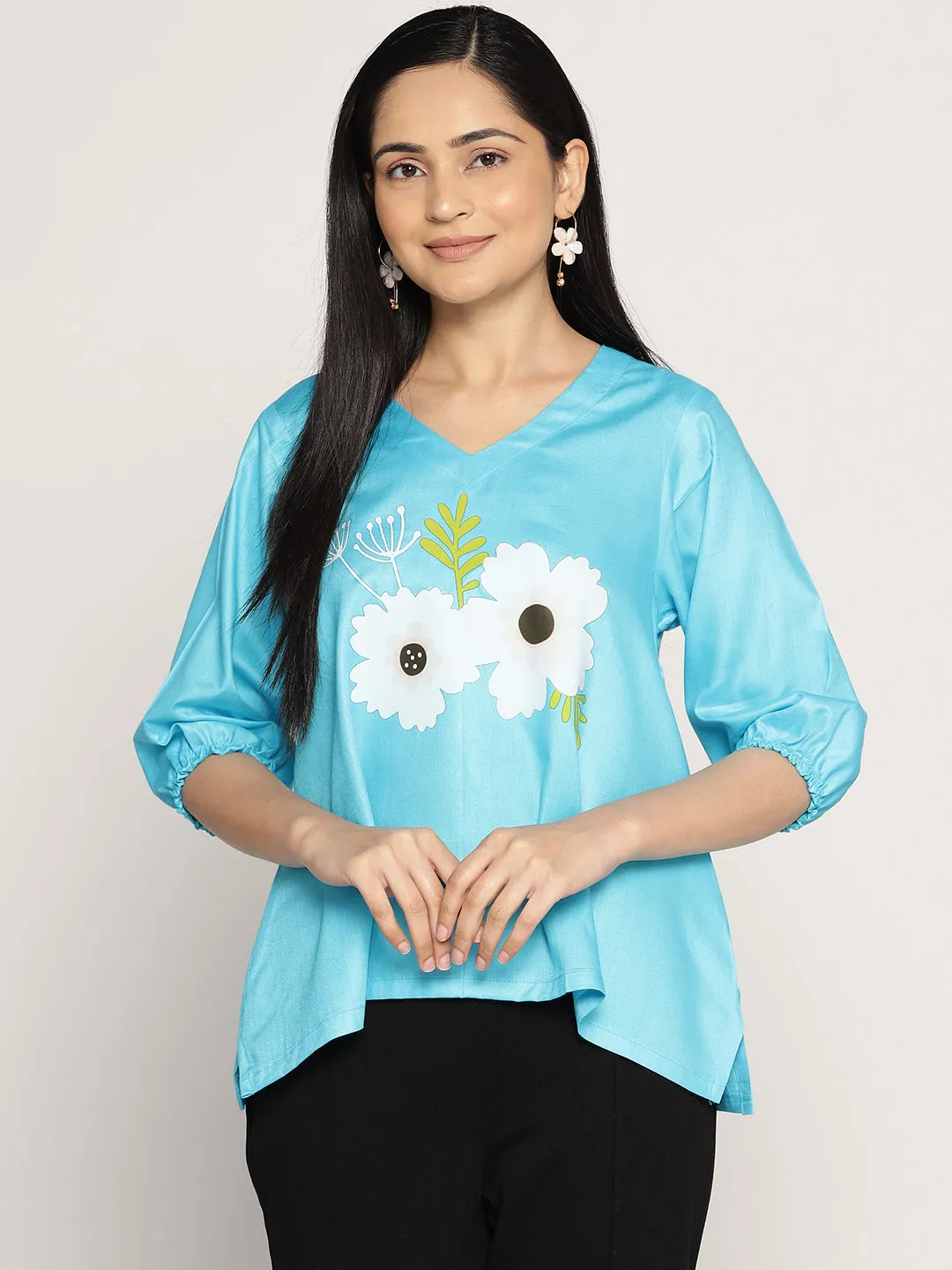 Turquoise Rayon Top - EdenVortex