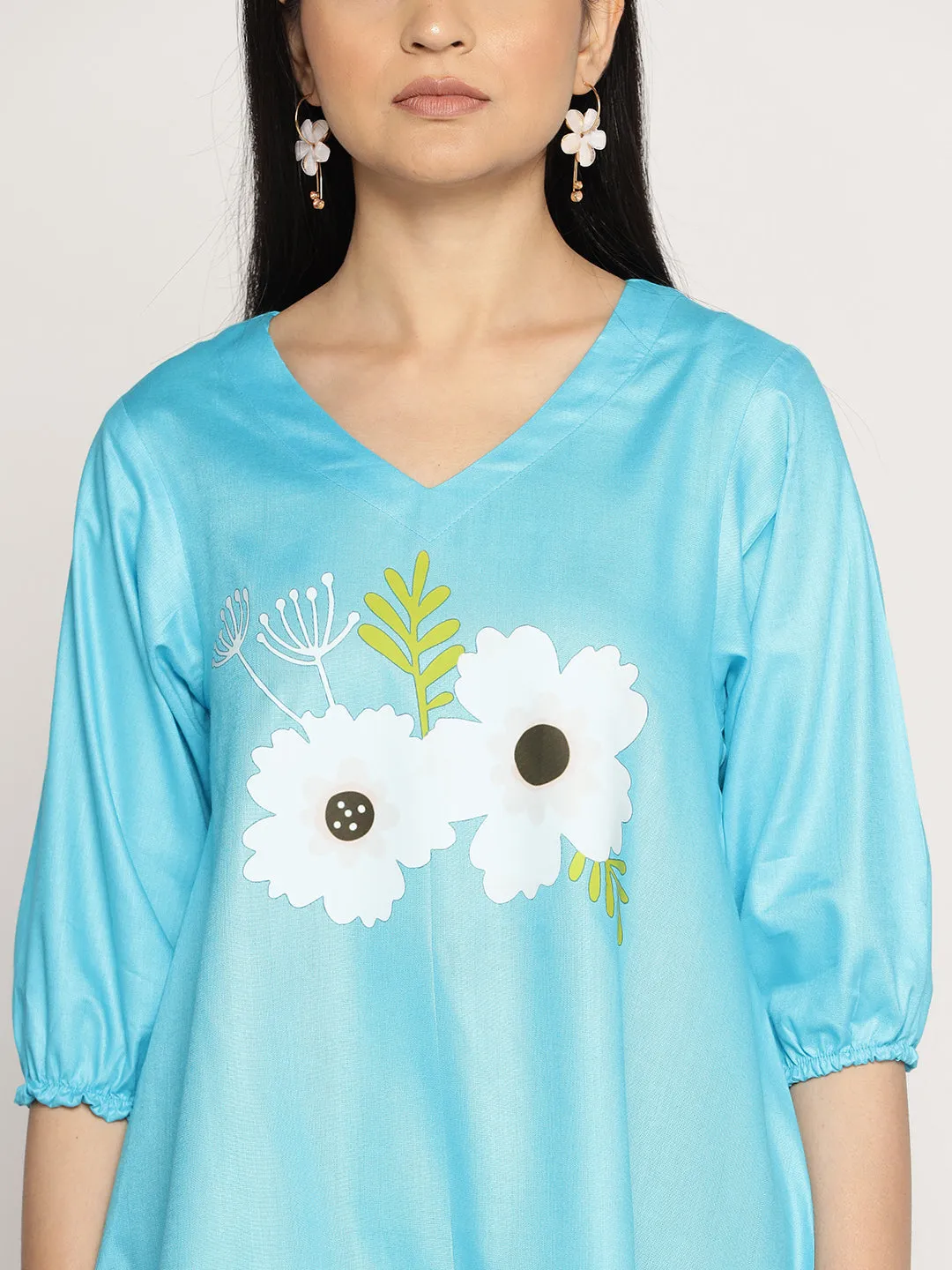 Turquoise Rayon Top - EdenVortex