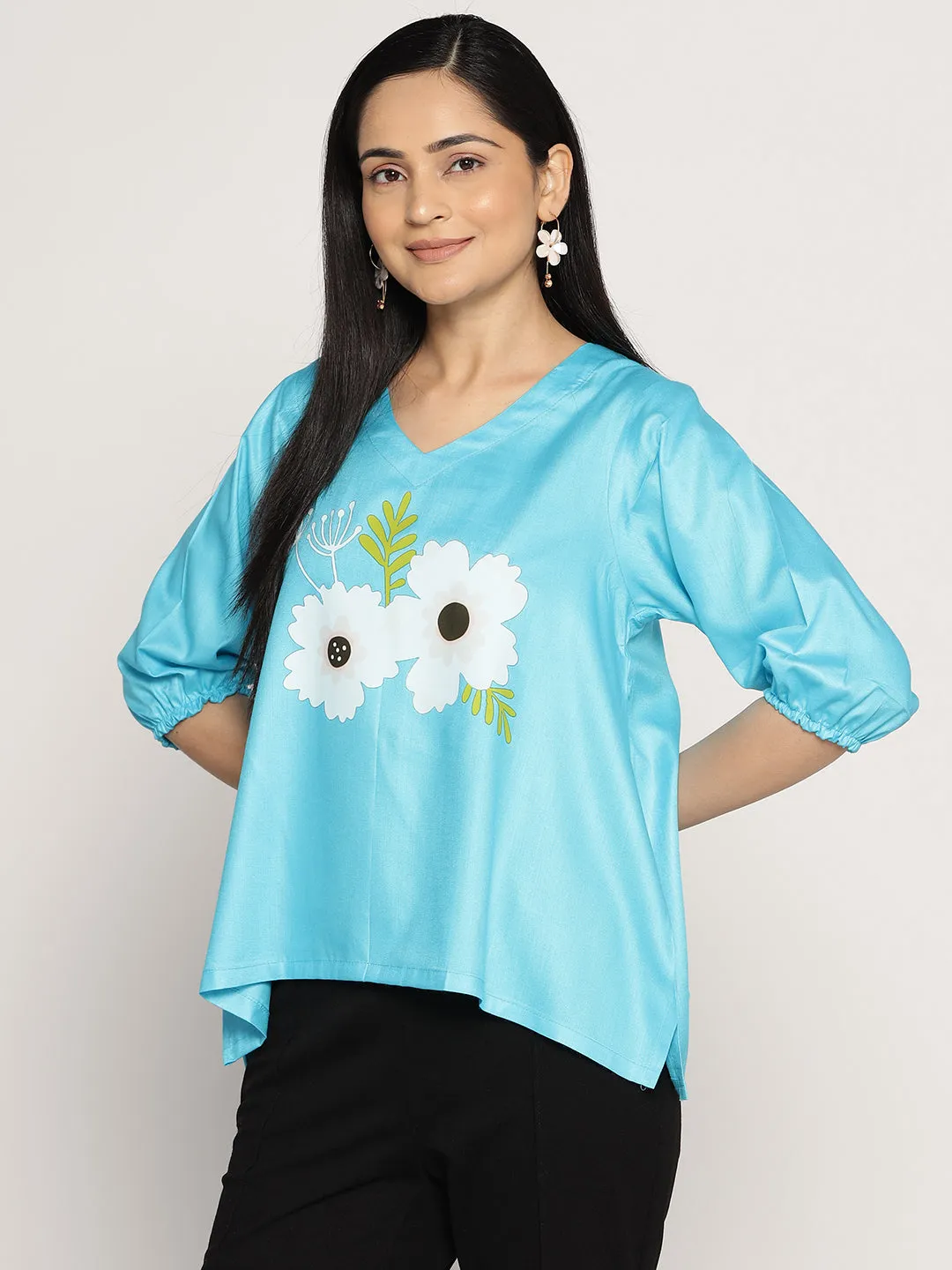 Turquoise Rayon Top - EdenVortex