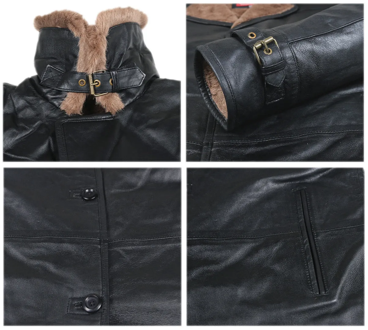 Ulyxis Shearling Lined Leather Overcoat