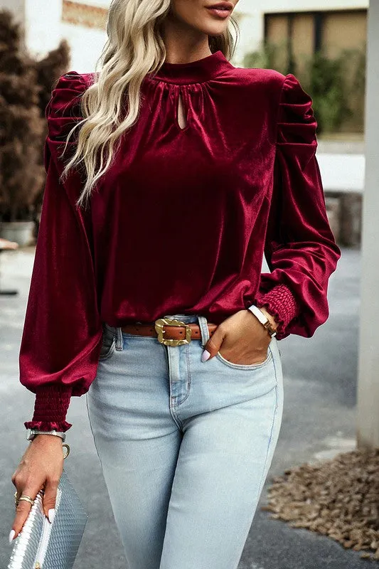 Velvet Tie Back Blouse