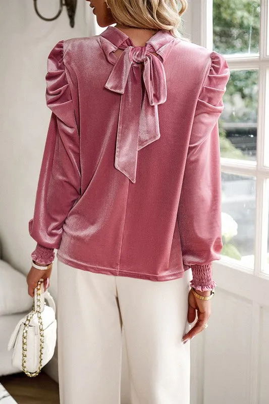 Velvet Tie Back Blouse