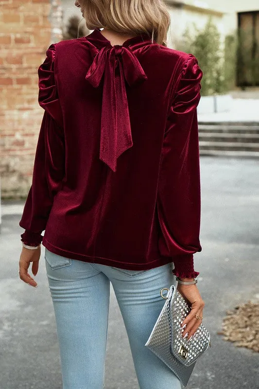 Velvet Tie Back Blouse