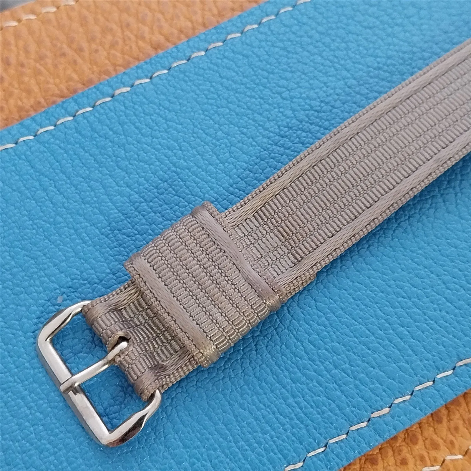 Vintage 17mm Gray Nylon Single-Pass Short Unused 1950s Classic Watch Band