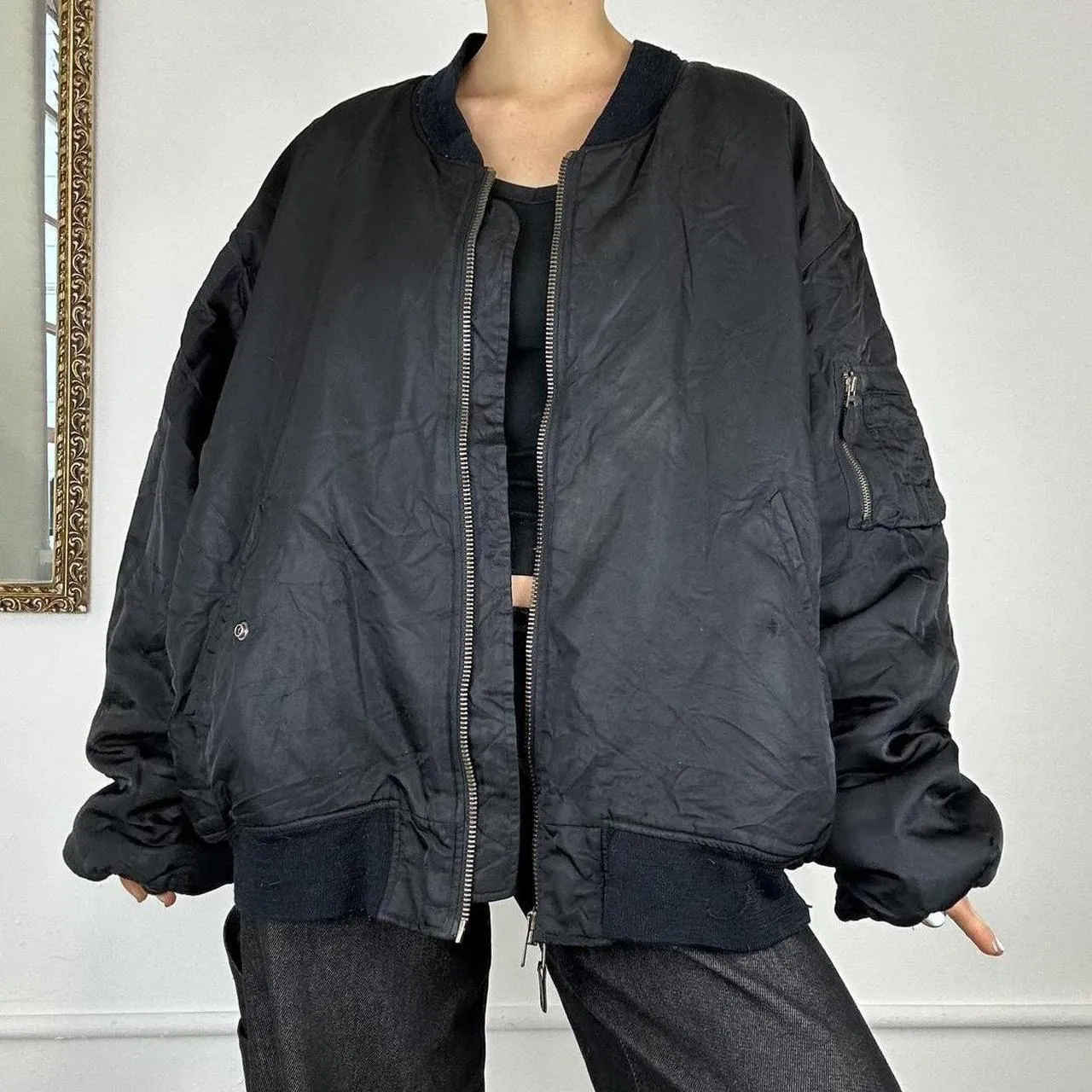 vintage black alpha bomber jacket