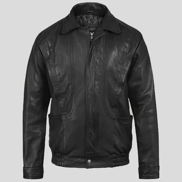 Vintage Bomber Leather Jacket for Men