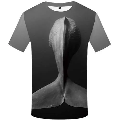 Whale T shirts Men Fish T-shirts 3d Animal Tshirts Casual Retro T shirts Funny Gray Tshirt Anime Short Sleeve Punk Rock Unisex